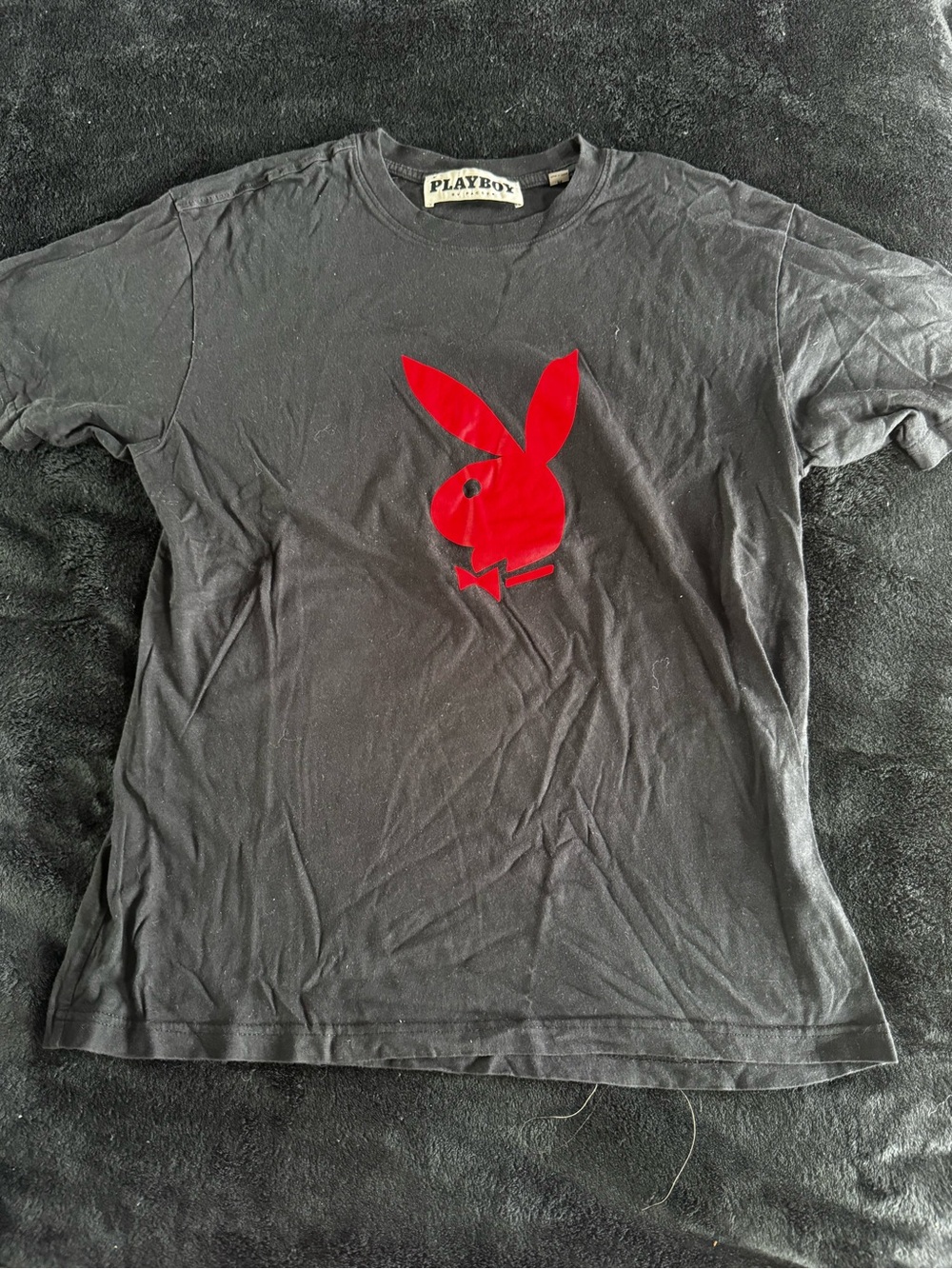 PacSun Black Short Sleeve Tee with Red Playboy Bunny